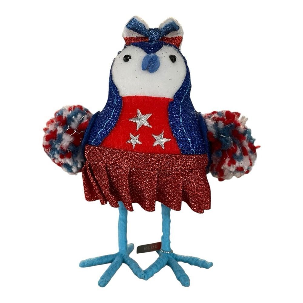 Patriotic Cheerleader Bird Figurine